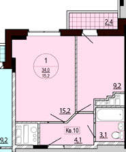 185 x 222 Продам 1к.кв.ЖК"Заречный квартал"3 cекция1700тр