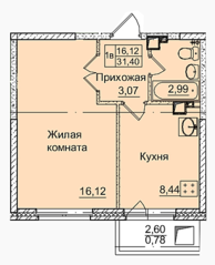 402 X 495 77.4 Kb ЖК Восход 1 комн 32 квм 1700 т.рю