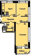 126 x 218 ЖК Добродо-1, 2-комн. 52 кв.м 2450 т.р.