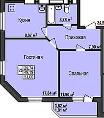 465 X 526 104.0 Kb ЖК Янтарный(сдан) 2к.кв. по ул.Буммашевская 39 5/18 к 2630т.р.ФОТО