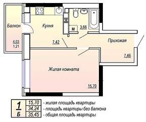 1745 X 1453 283.0 Kb ЖК Восточный квартал 1 комн. 3 эт